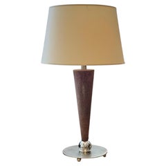 French Art Deco Style Shagreen and Nickel Table Lamp