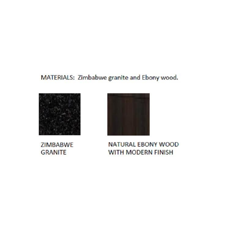 Hand-Crafted French Art-Deco Style Sideboard-Ebony Wood Slatted Doors & Stone Top For Sale