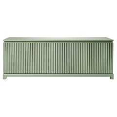 French Art-Deco Style Sideboard With Wood Slatted Doors In RAL 7033 Cement Grey