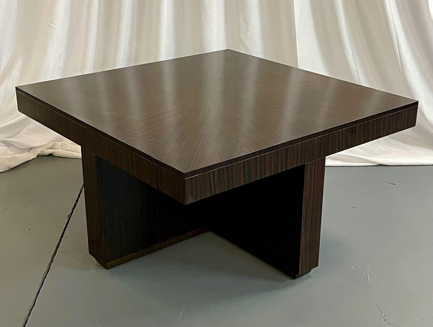 French Art Deco Style Square Macassar Coffee Table, Mid-Century Modern, Sunburst In Good Condition In Stamford, CT