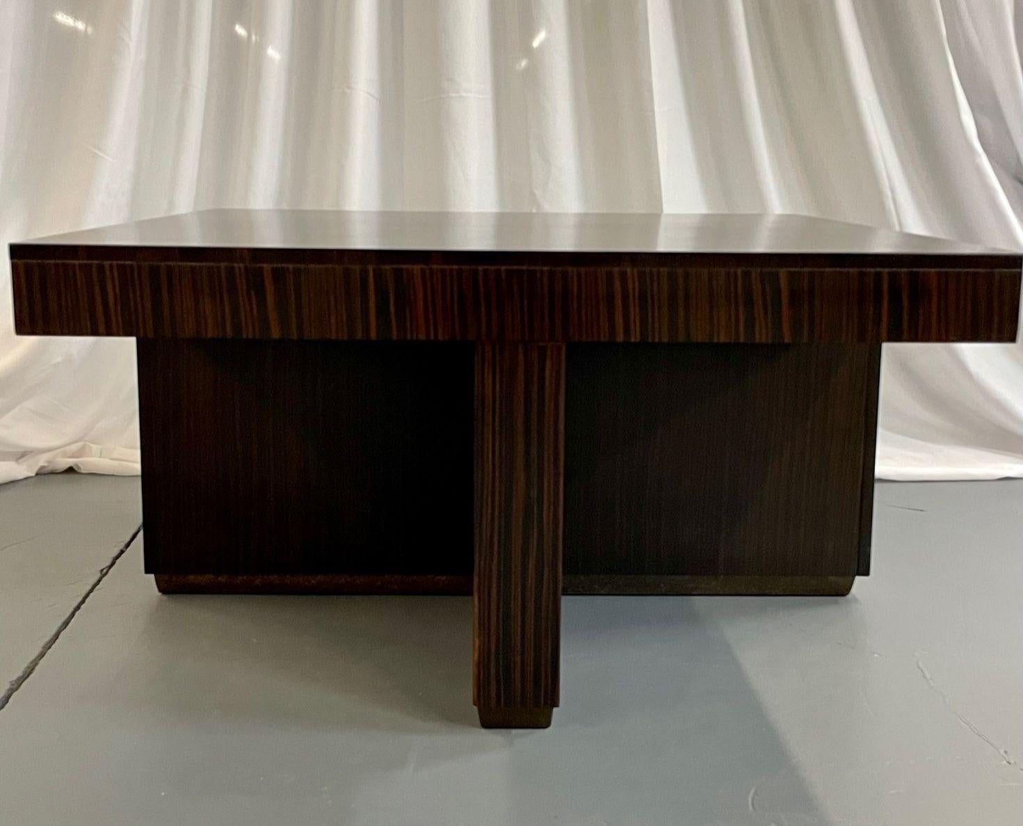 French Art Deco Style Square Macassar Coffee Table, Mid-Century Modern, Sunburst 3