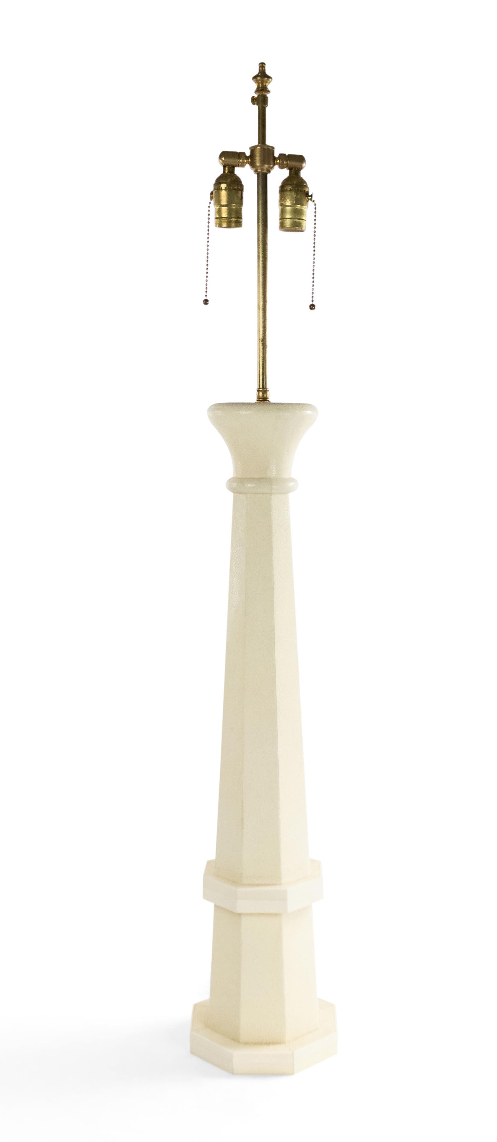 Bone French Art Deco White Shagreen Table Lamp For Sale