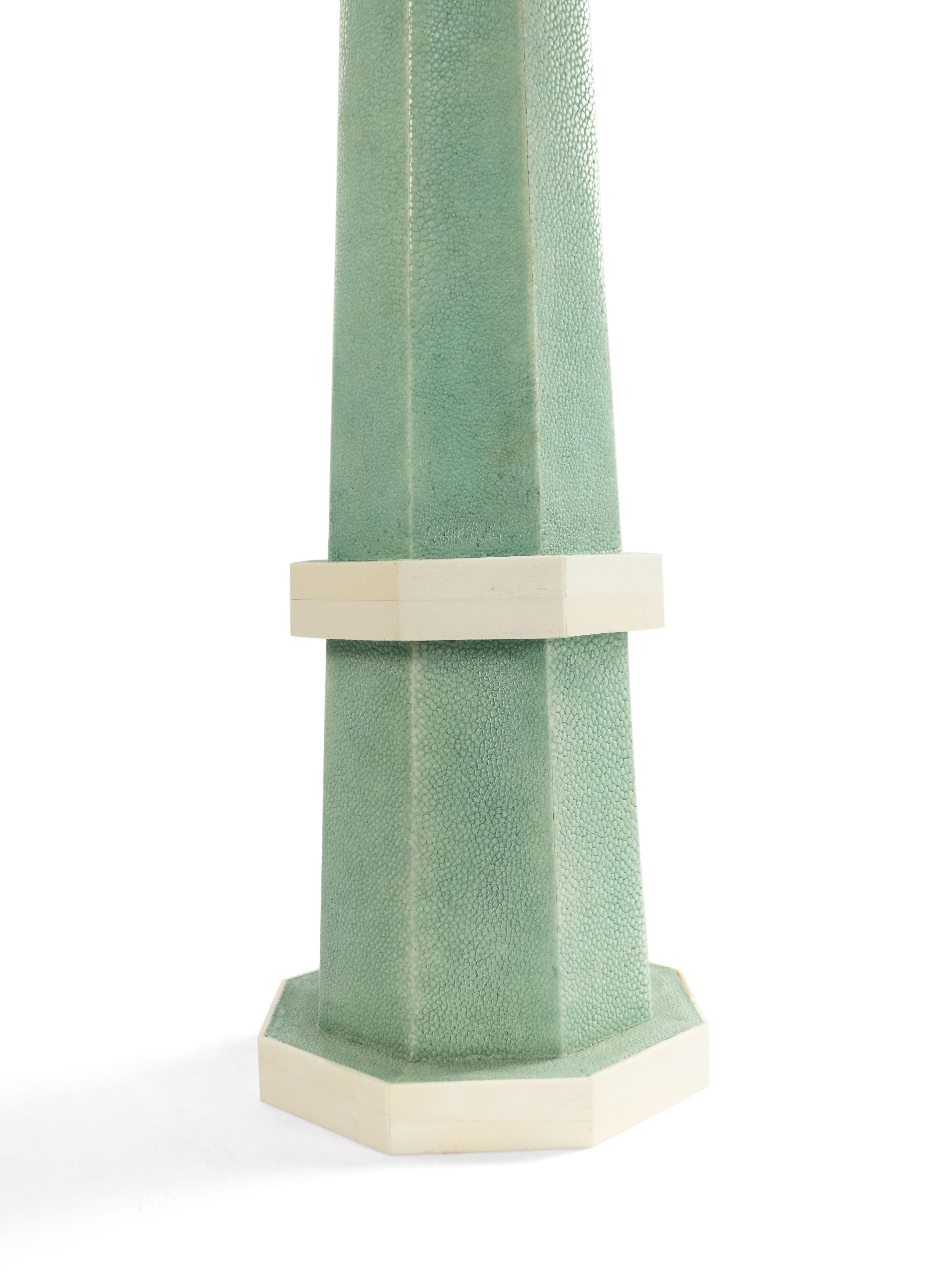 French Art Deco Green Shagreen Table Lamp In Good Condition For Sale In New York, NY