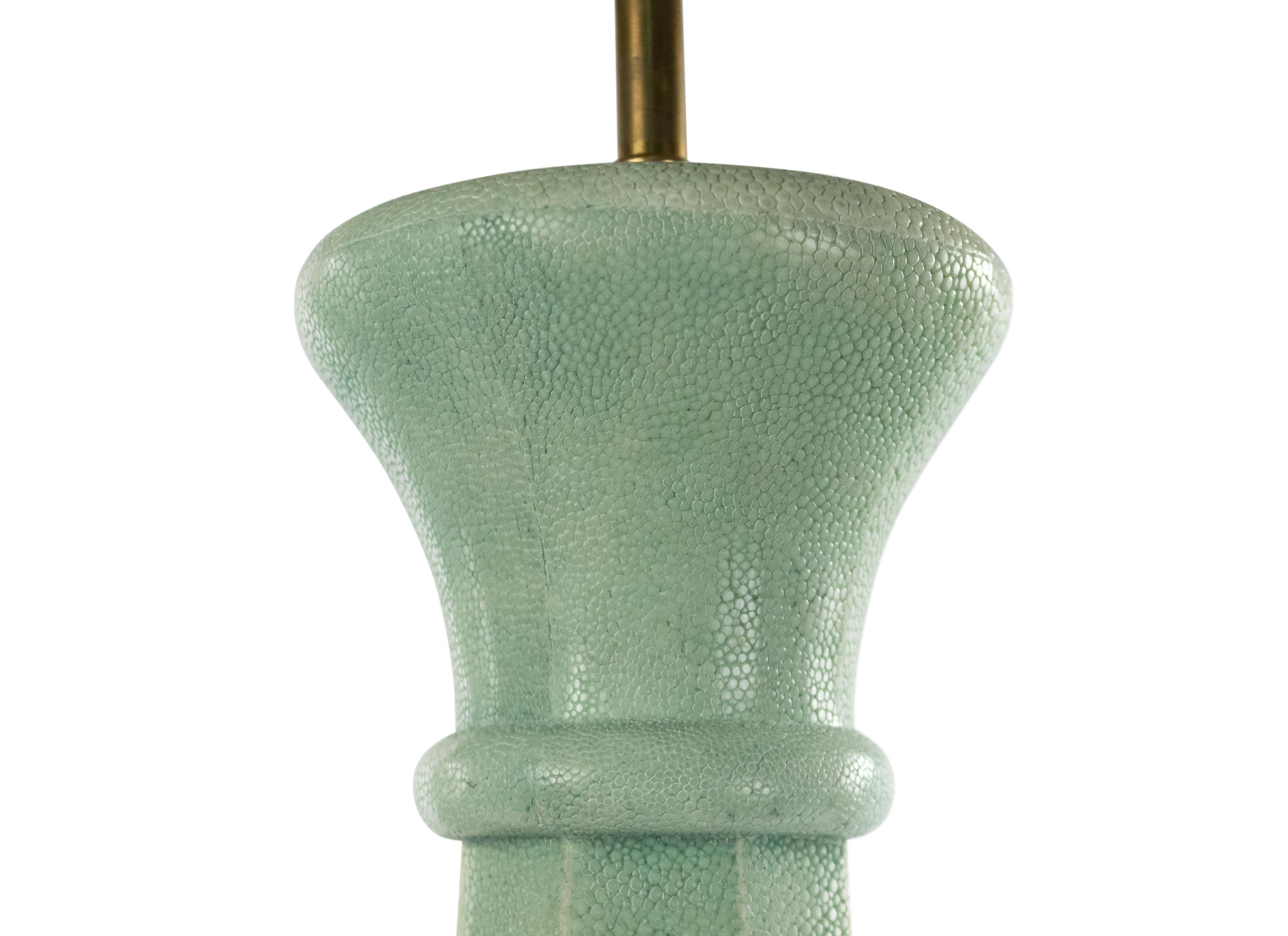 20th Century French Art Deco Green Shagreen Table Lamp For Sale