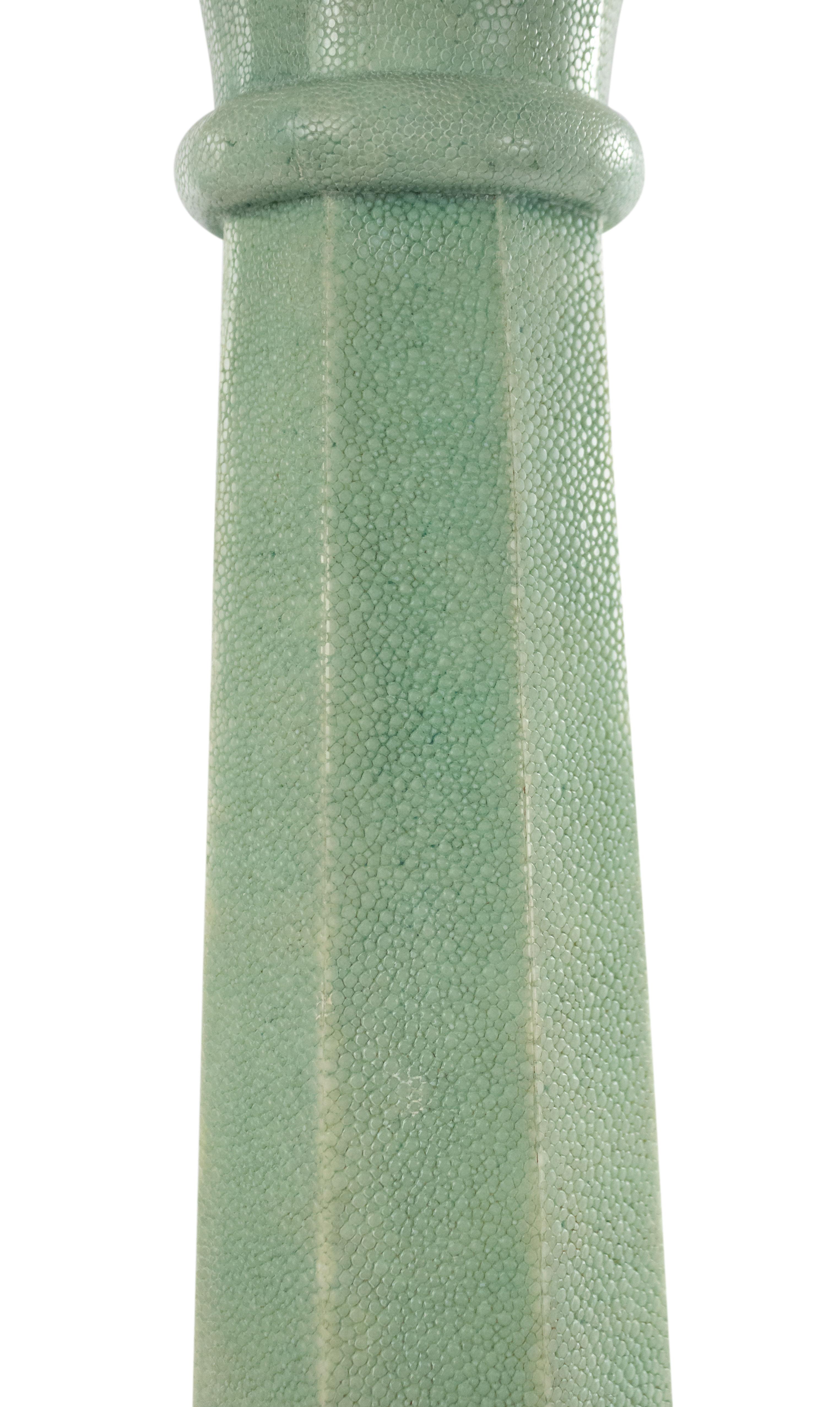 French Art Deco Green Shagreen Table Lamp For Sale 2