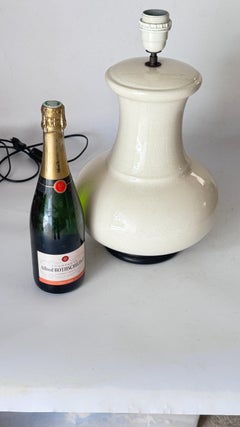 French Art Deco Style Table Lamp – White Crackled Ceramic – 1970s