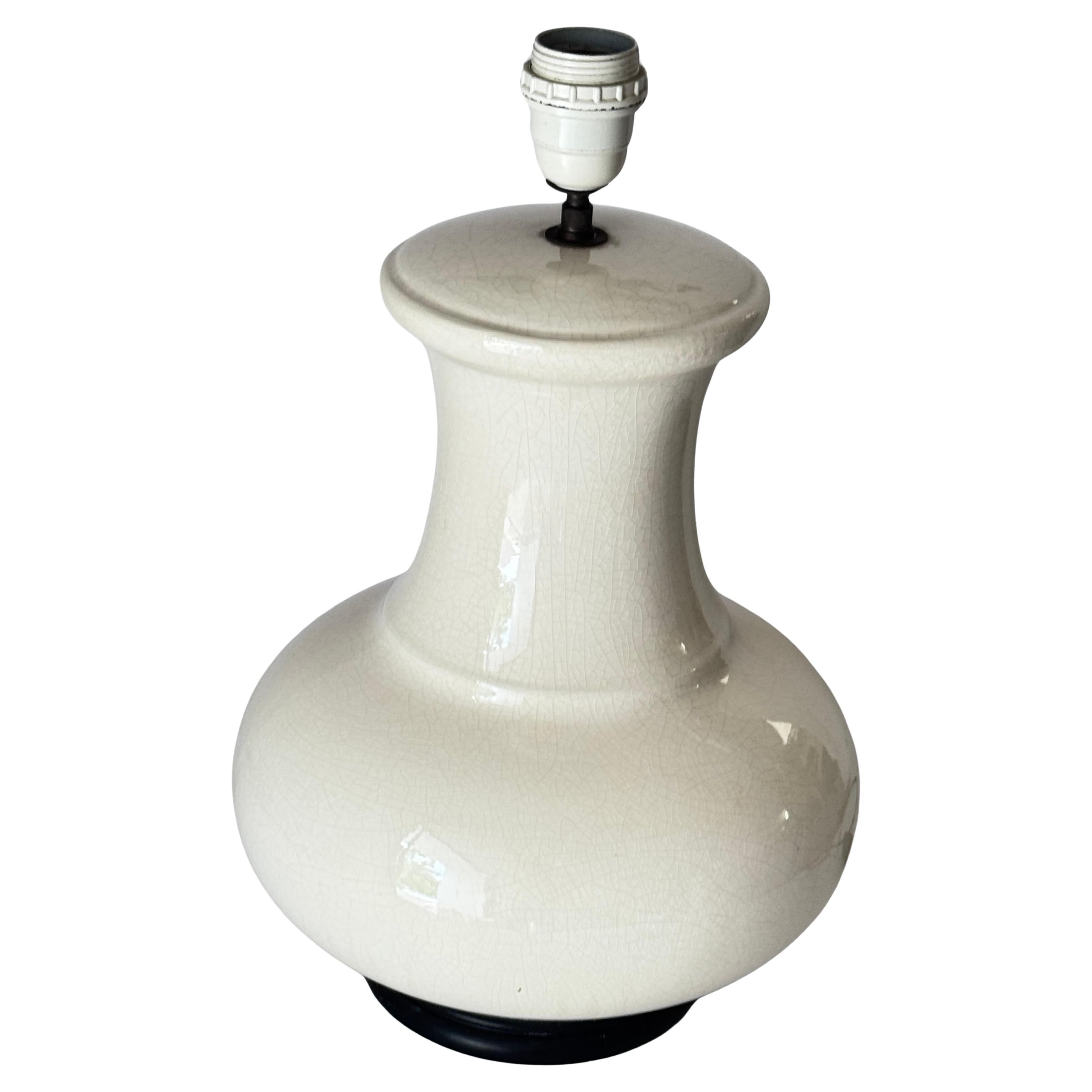 Francese Lampada da tavolo francese in stile Art Déco - Ceramica screpolata bianca - Anni '70 in vendita