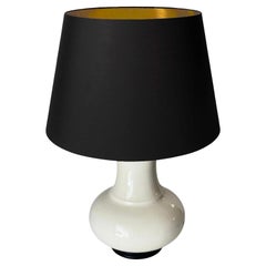 French Art Deco Style Table Lamp – White Crackled Ceramic – 1970s