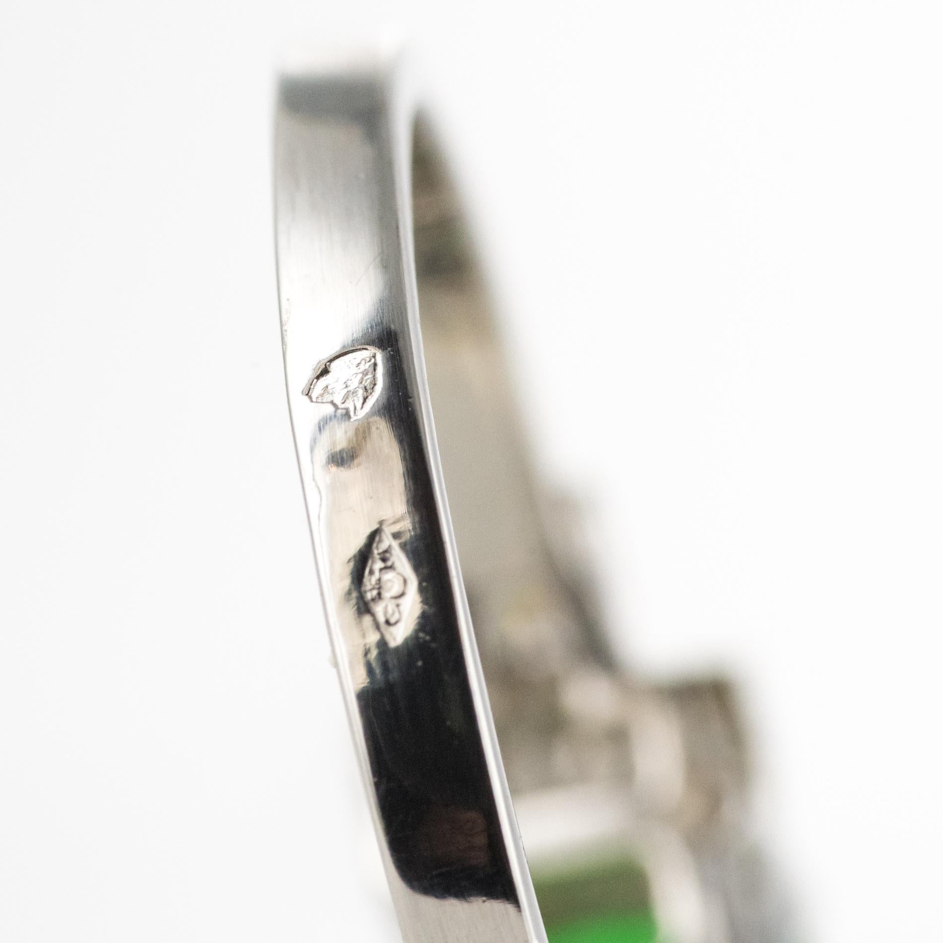 French Art Deco Style Tsavorite Garnet Diamonds Platinum Ring For Sale 11