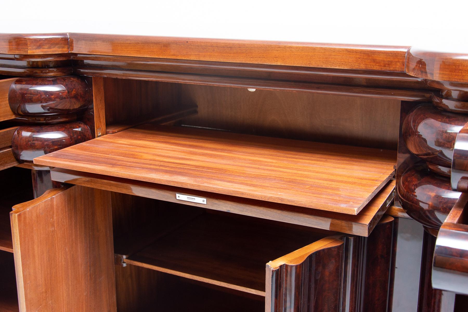 French Art Deco Style Walnut Sideboard or Buffet, 1930s, Bohemia 2