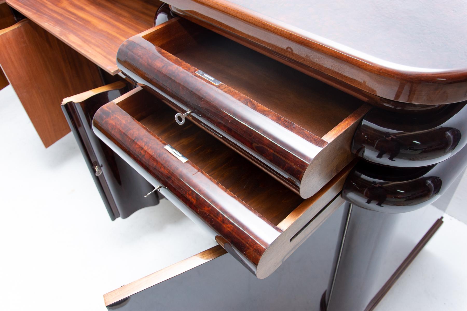 French Art Deco Style Walnut Sideboard or Buffet, 1930s, Bohemia 4