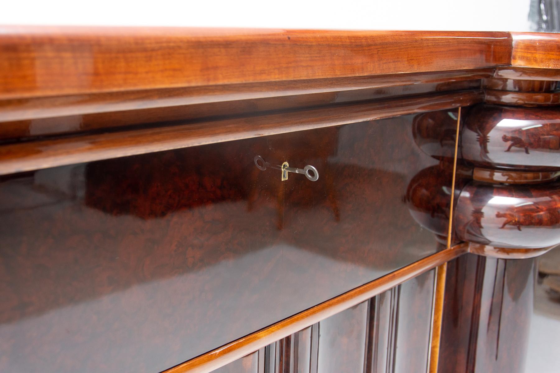 French Art Deco Style Walnut Sideboard or Buffet, 1930s, Bohemia 10