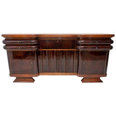 French Art Deco Style Walnut Sideboard or Buffet, 1930s, Bohemia