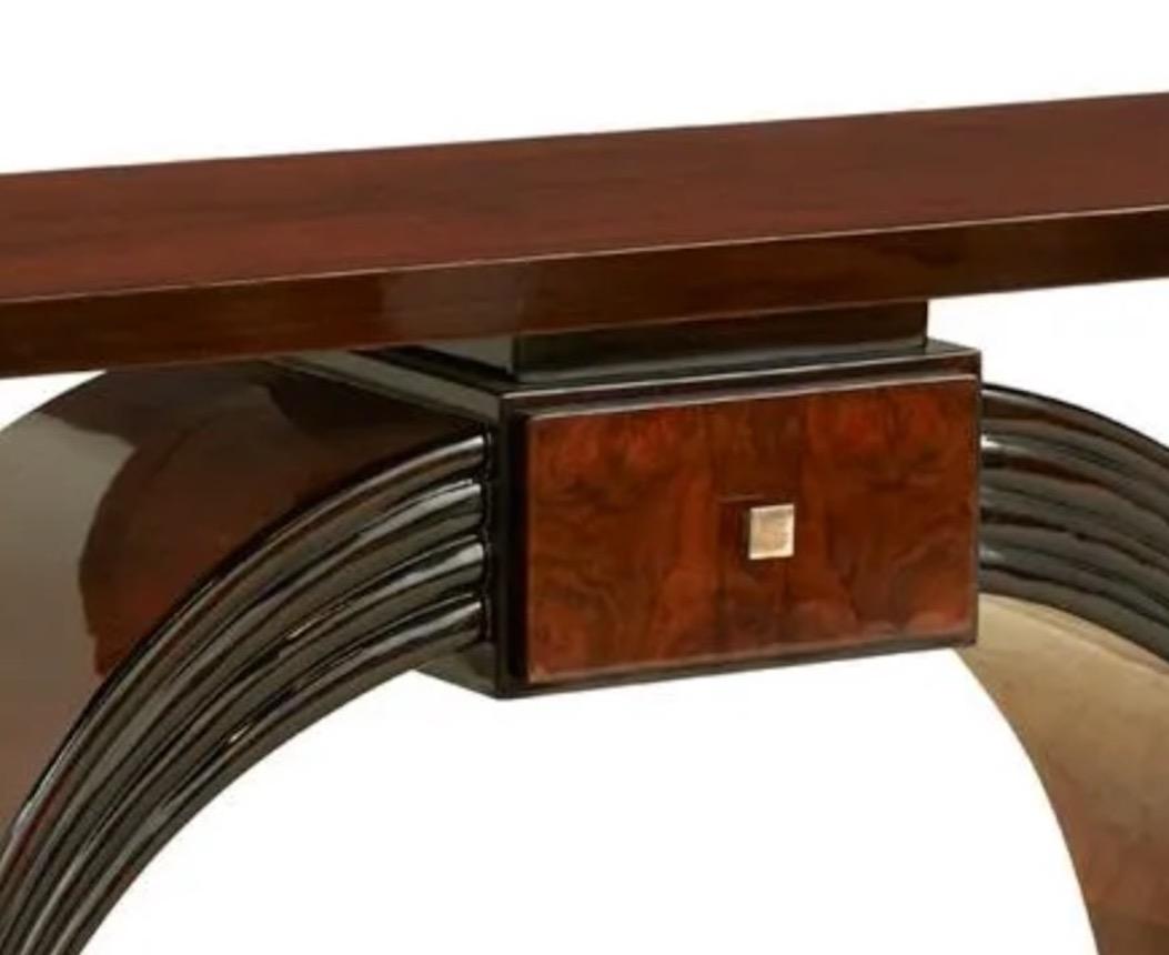 20th Century French Art Deco-Style Walnut-Veneered Console