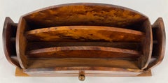 French Art Deco Style Wooden Letter Holder Burled Amboyna Wood