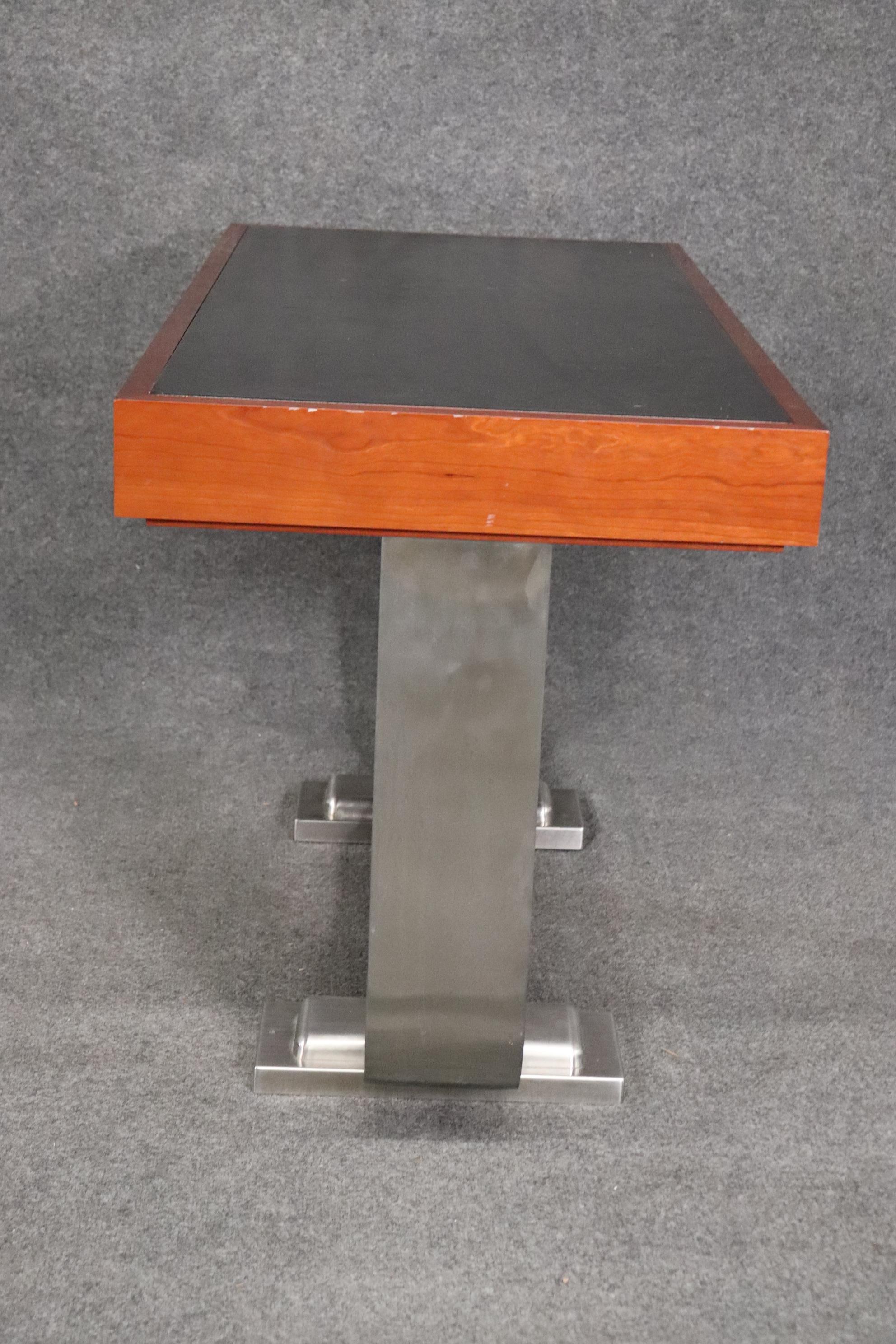 French Art Deco Style Writing Table with Steel Base 1