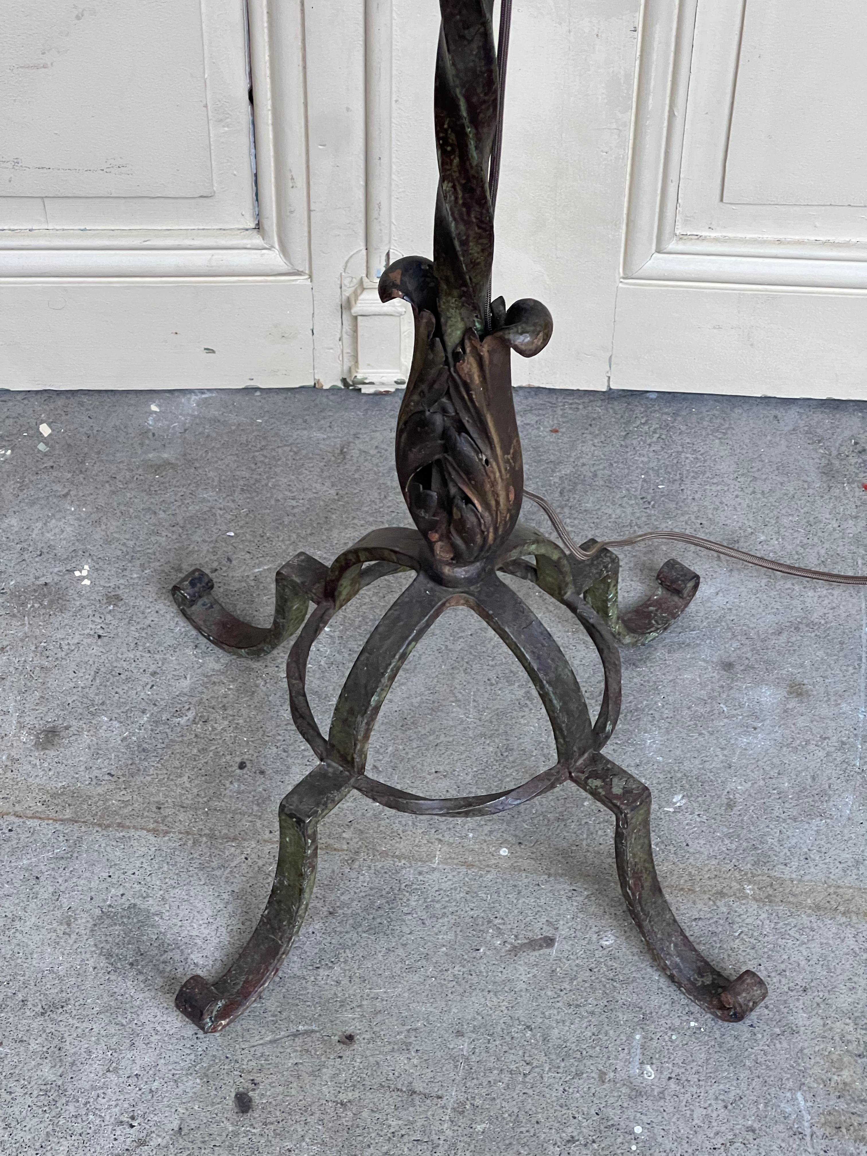 French Art Deco Style Wrought Iron Floor Lamp 1