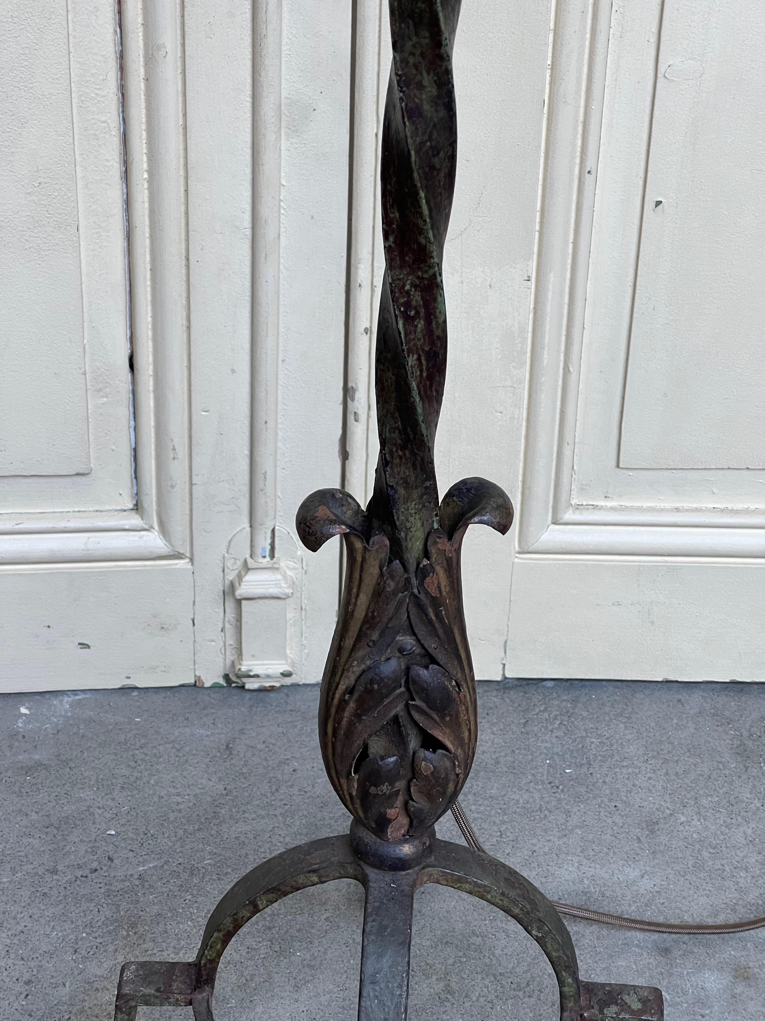 French Art Deco Style Wrought Iron Floor Lamp 3