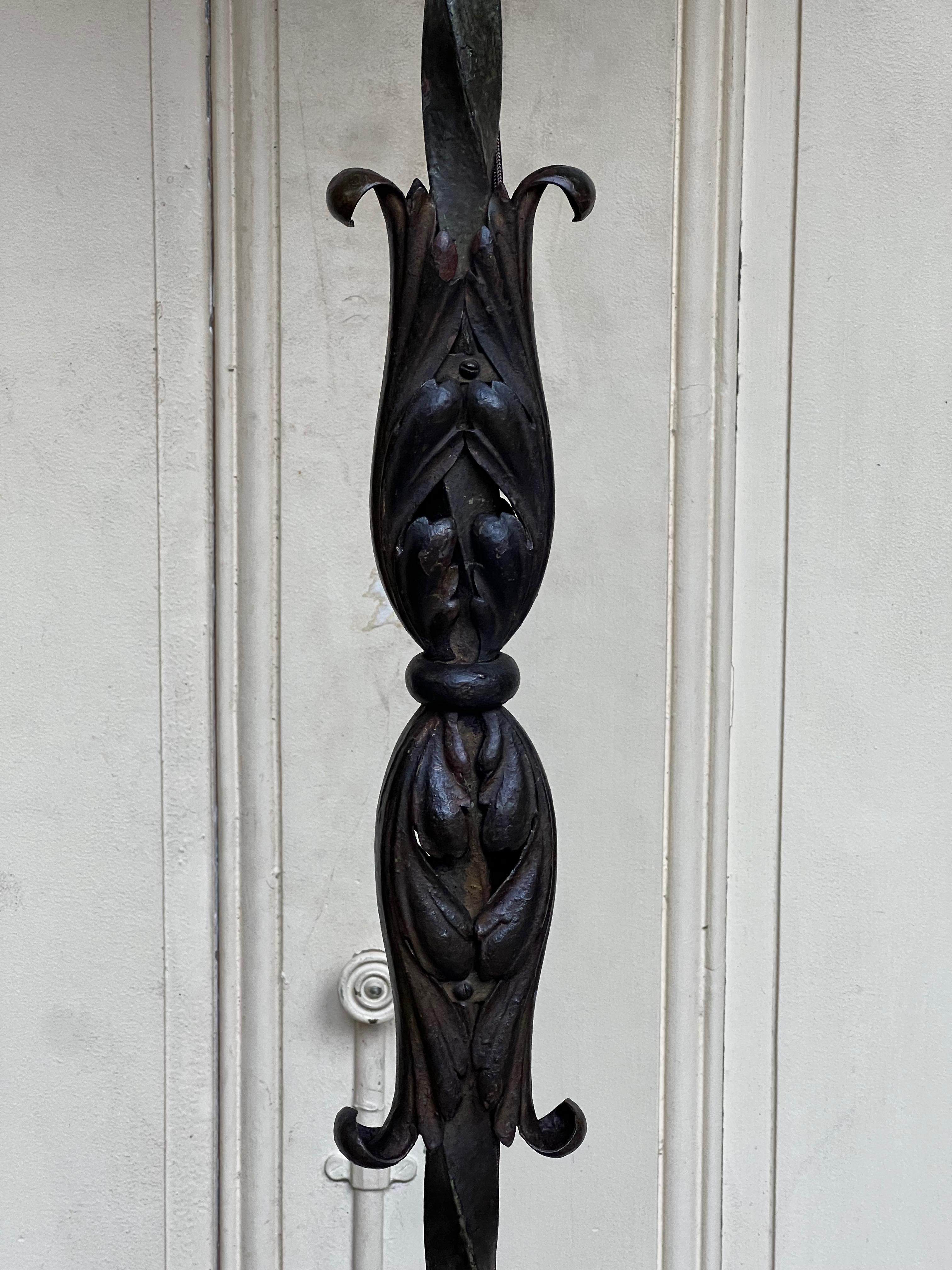 French Art Deco Style Wrought Iron Floor Lamp 4