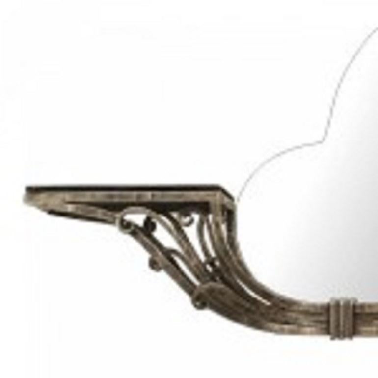English French Art Deco Style Wrought Iron Wall Mirror For Sale