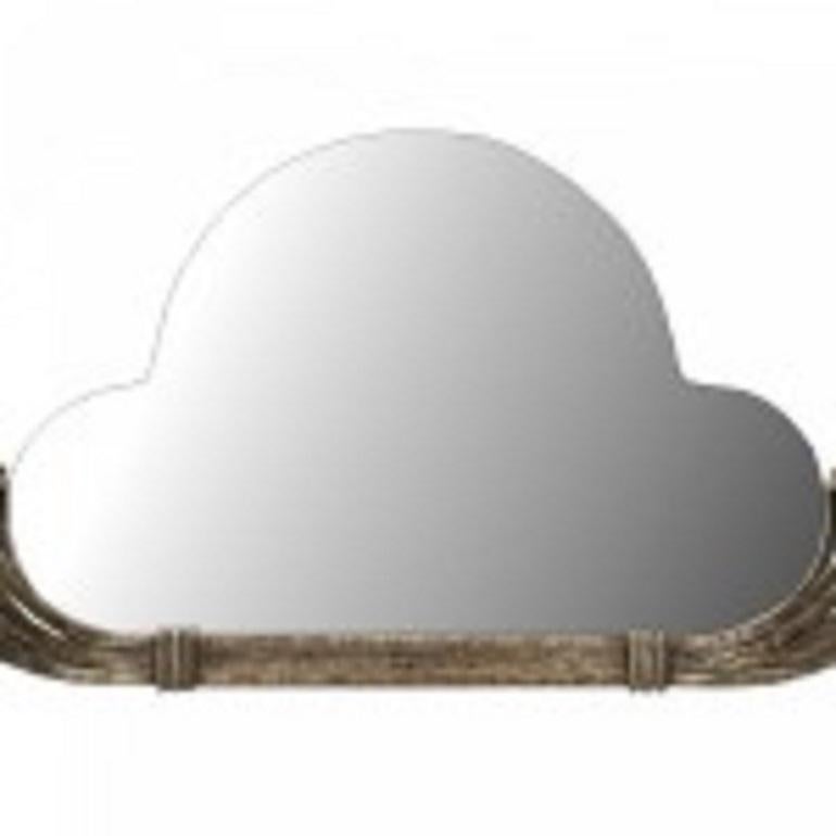 French Art Deco Style Wrought Iron Wall Mirror In Good Condition For Sale In Queens, NY