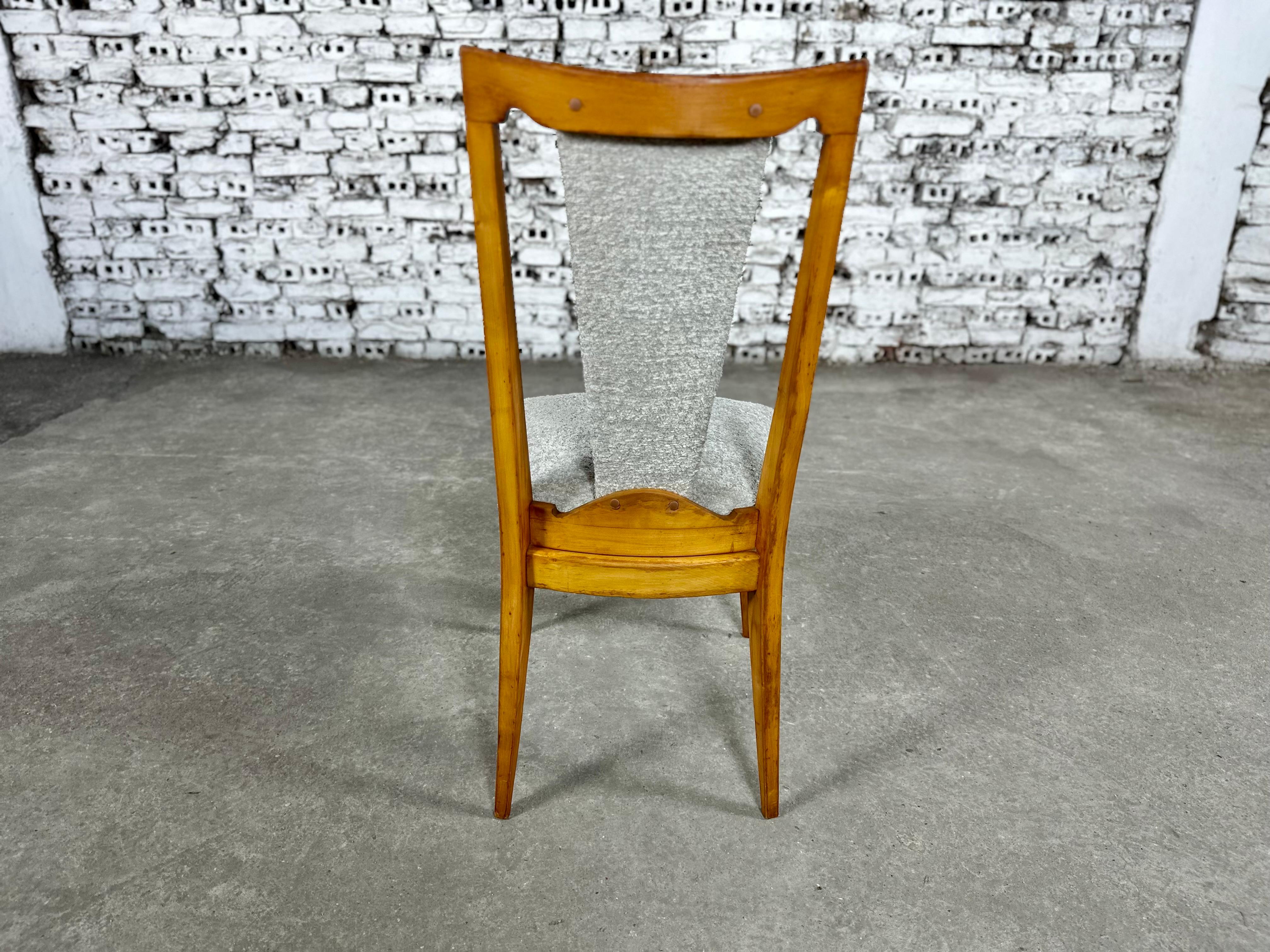 French Art Deco Styled Dining Chairs, Newly Upholstered - Set of 6 For Sale 10