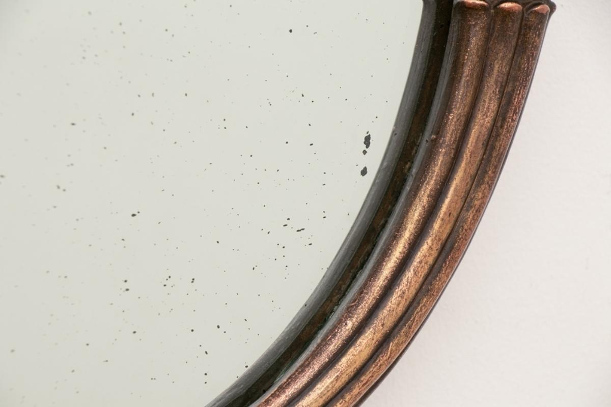 European French Art Deco Sue & Mare Oval Copper Mirror, c.1923 For Sale