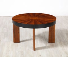 French Art Deco Sunburst Motif Circular Coffee Table, circa 1930