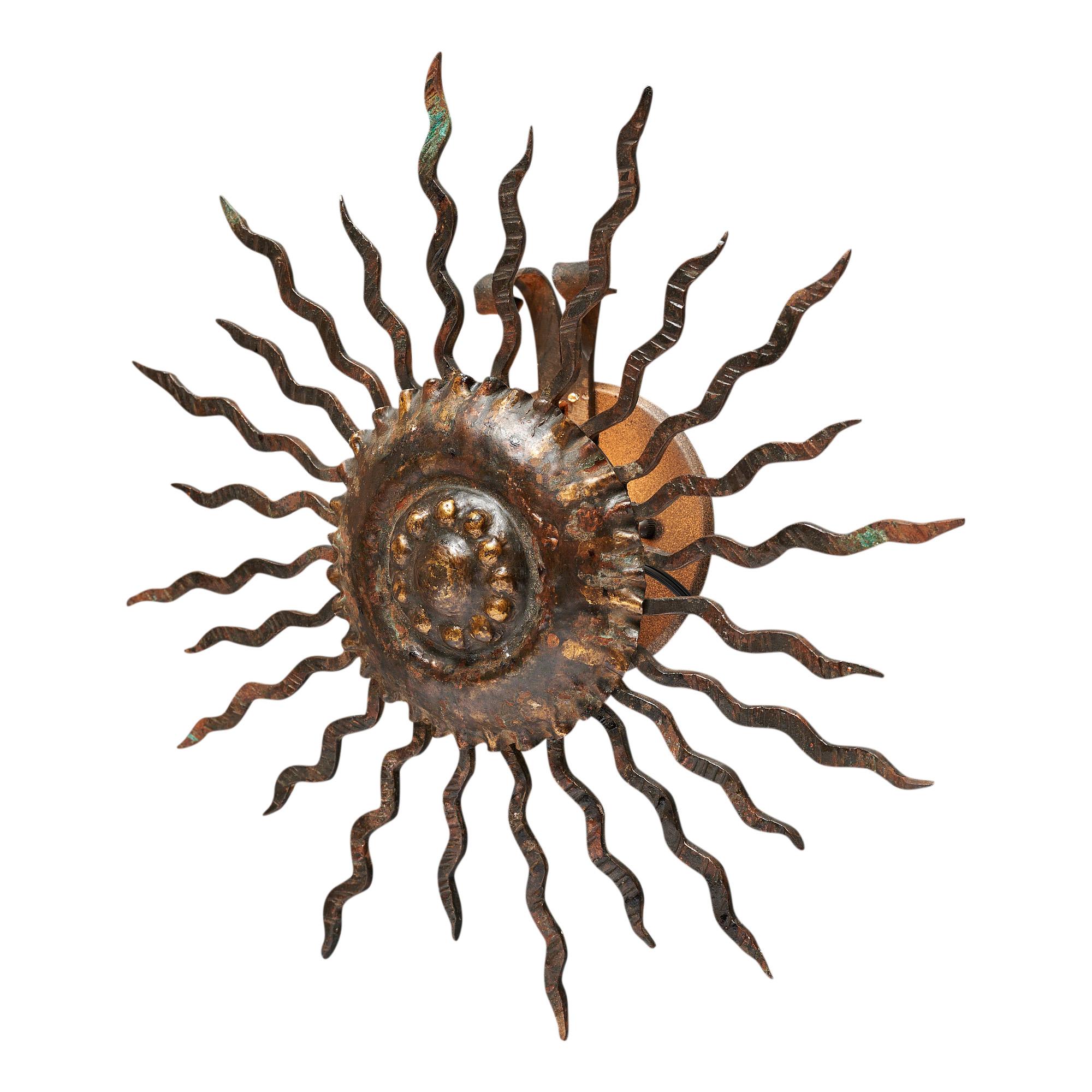 Mid-20th Century French Art Deco Sunburst Sconce For Sale