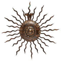 French Art Deco Sunburst Sconce, Gold-Leafed Metal, Hardwired, 1930