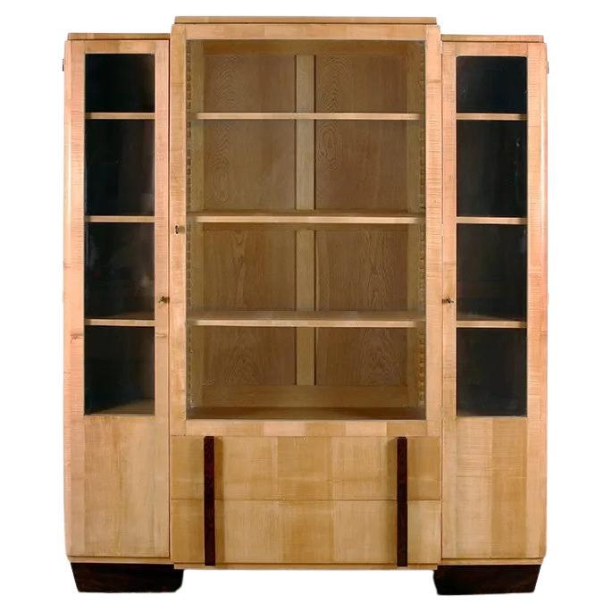 French Art Deco Sycamore and Exotic Wood Display Cabinet