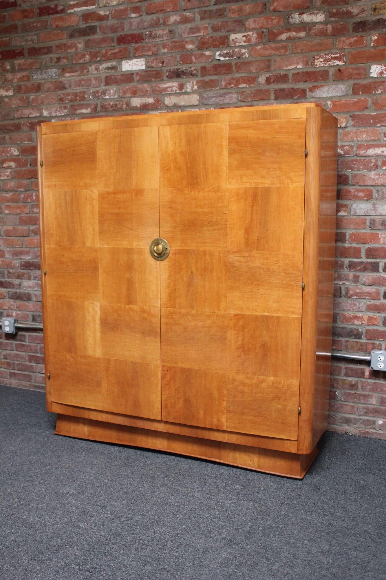 French Art Deco Sycamore and Mahogany Armoire by Dominique For Sale 12