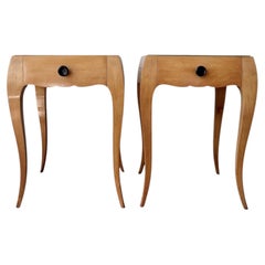 French Art Deco Sycamore End Tables attributed to Rene Prou circa 1940