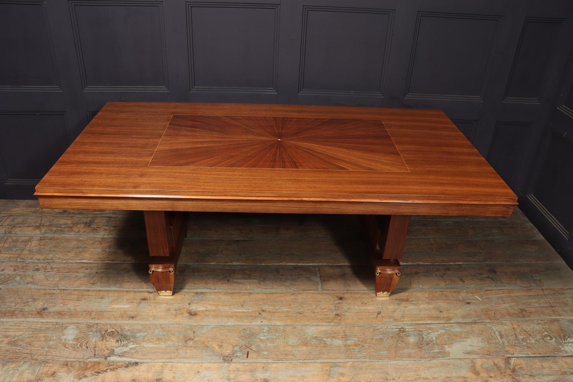 Walnut French Art Deco Table by Jules Leleu For Sale