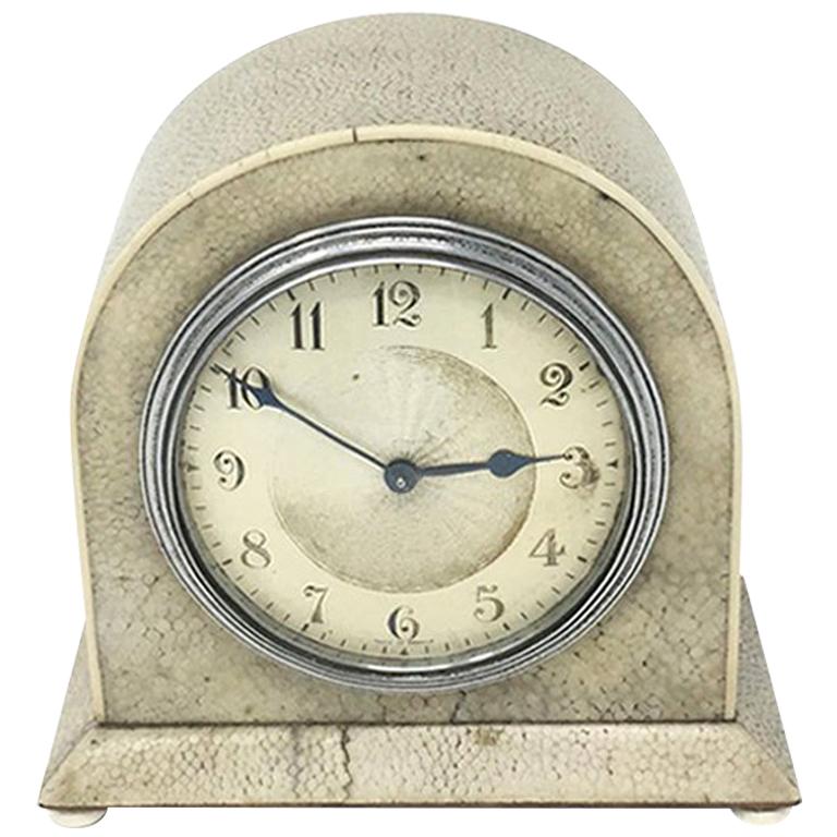 French Art Deco Table Clock in Shagreen, 1930s