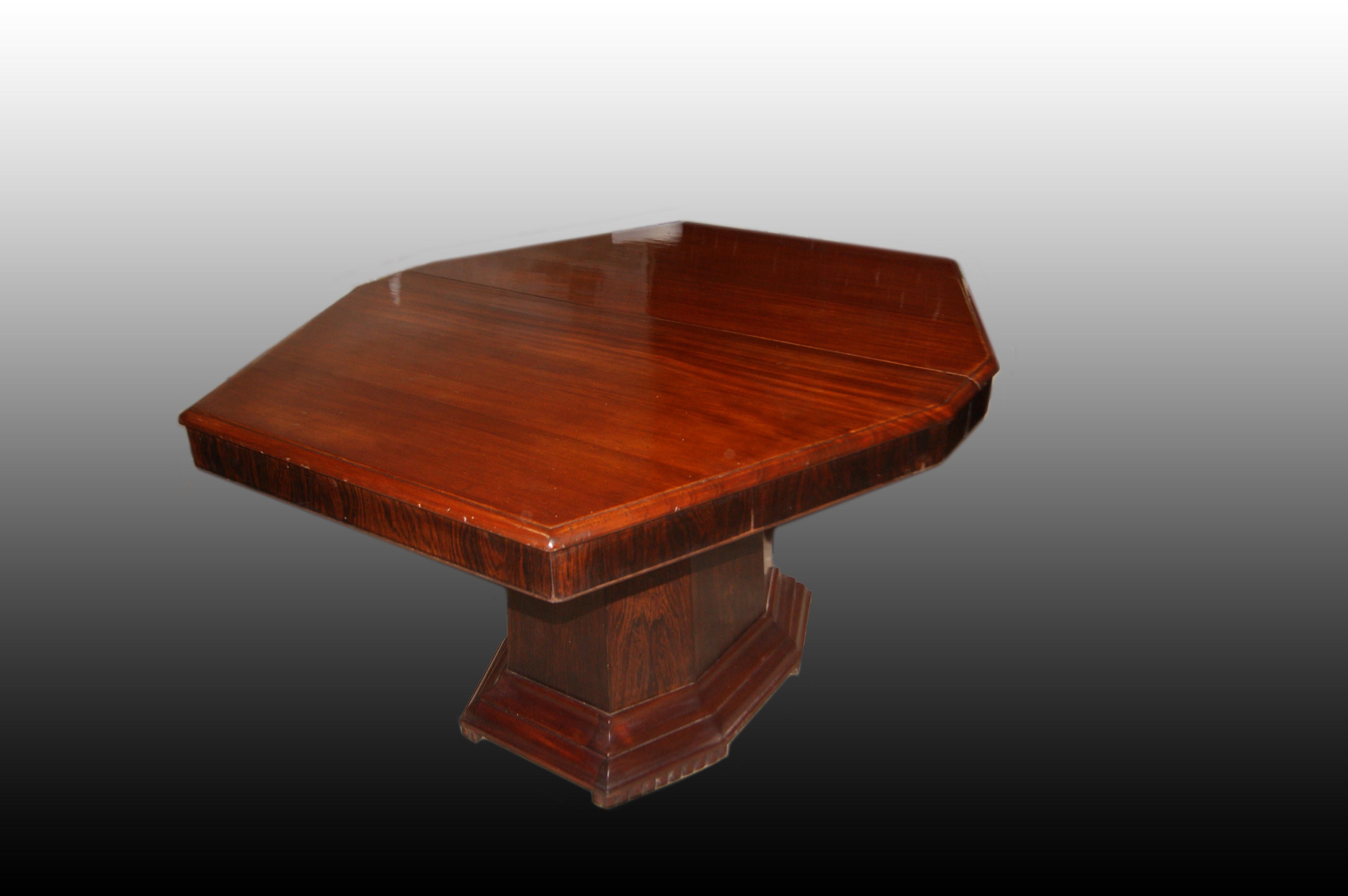 Table Art déco française du début des années 1900, fabriquée en acajou et en bois d'ébène. Excellent état - En vente à Barletta, IT