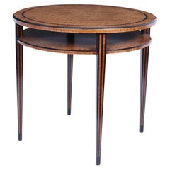 French Art Deco Table in Birdseye Maple and Ebony