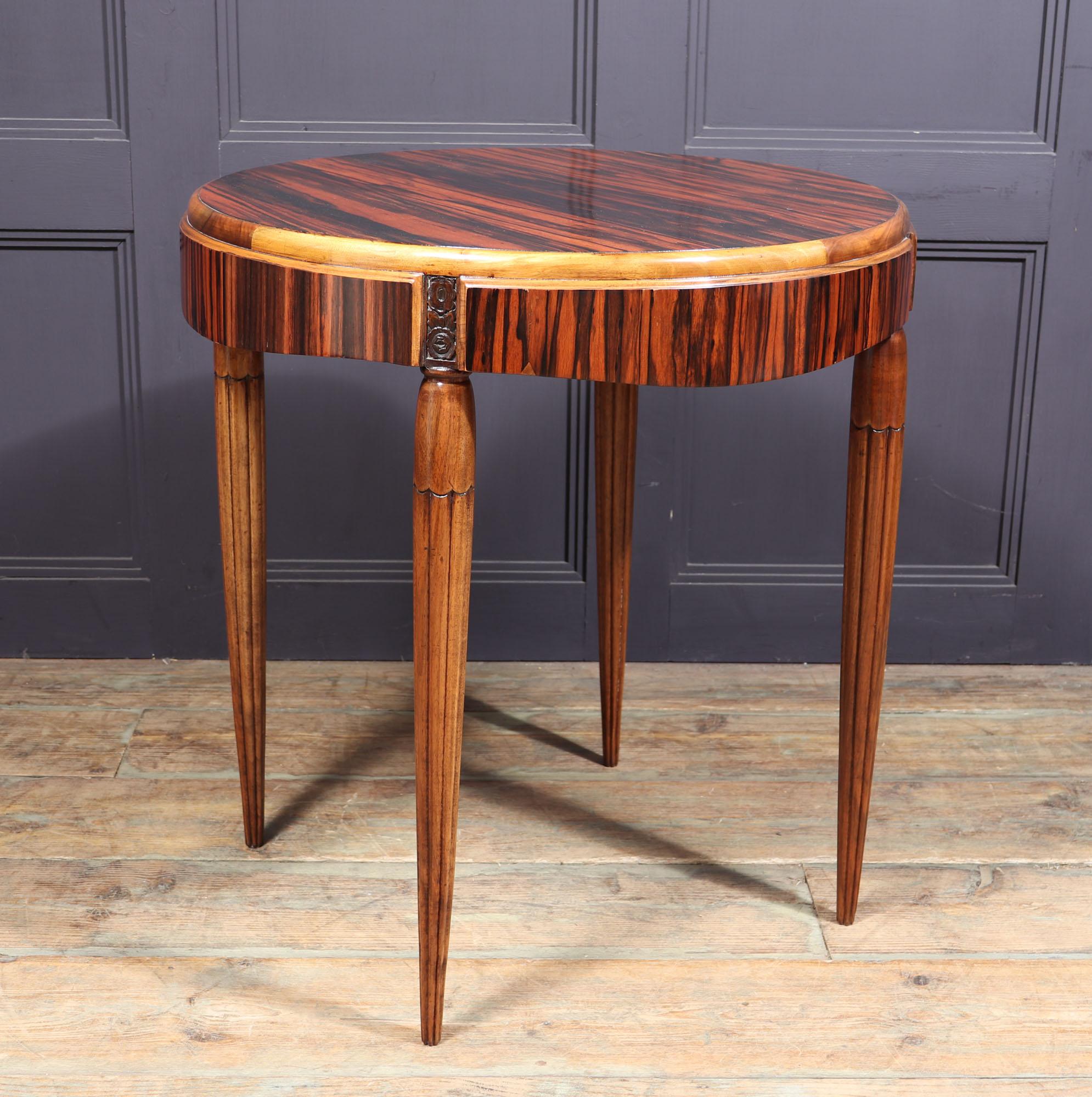 French Art Deco Table in Macassar ebony and Walnut For Sale 1