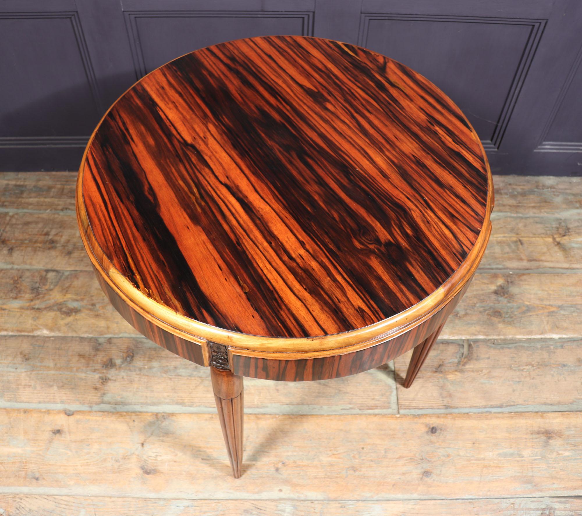 French Art Deco Table in Macassar ebony and Walnut For Sale 2