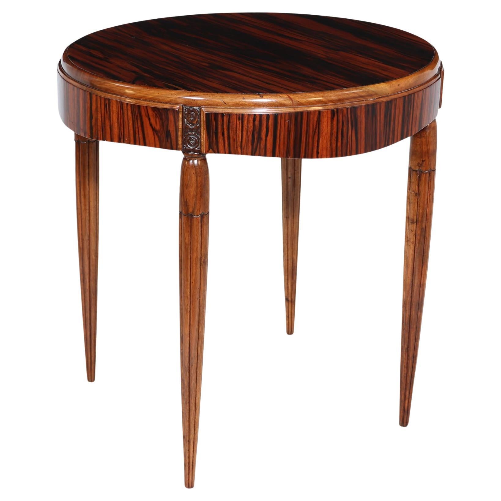 French Art Deco Table in Macassar ebony and Walnut For Sale