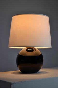 French Art Deco Table Lamp, Black Opaline, 1930s