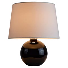 French Art Deco Table Lamp, Black Opaline, 1930s