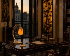 French Art Deco Table Lamp by Daum & Ranc, Bronze Eagle Base, 1915