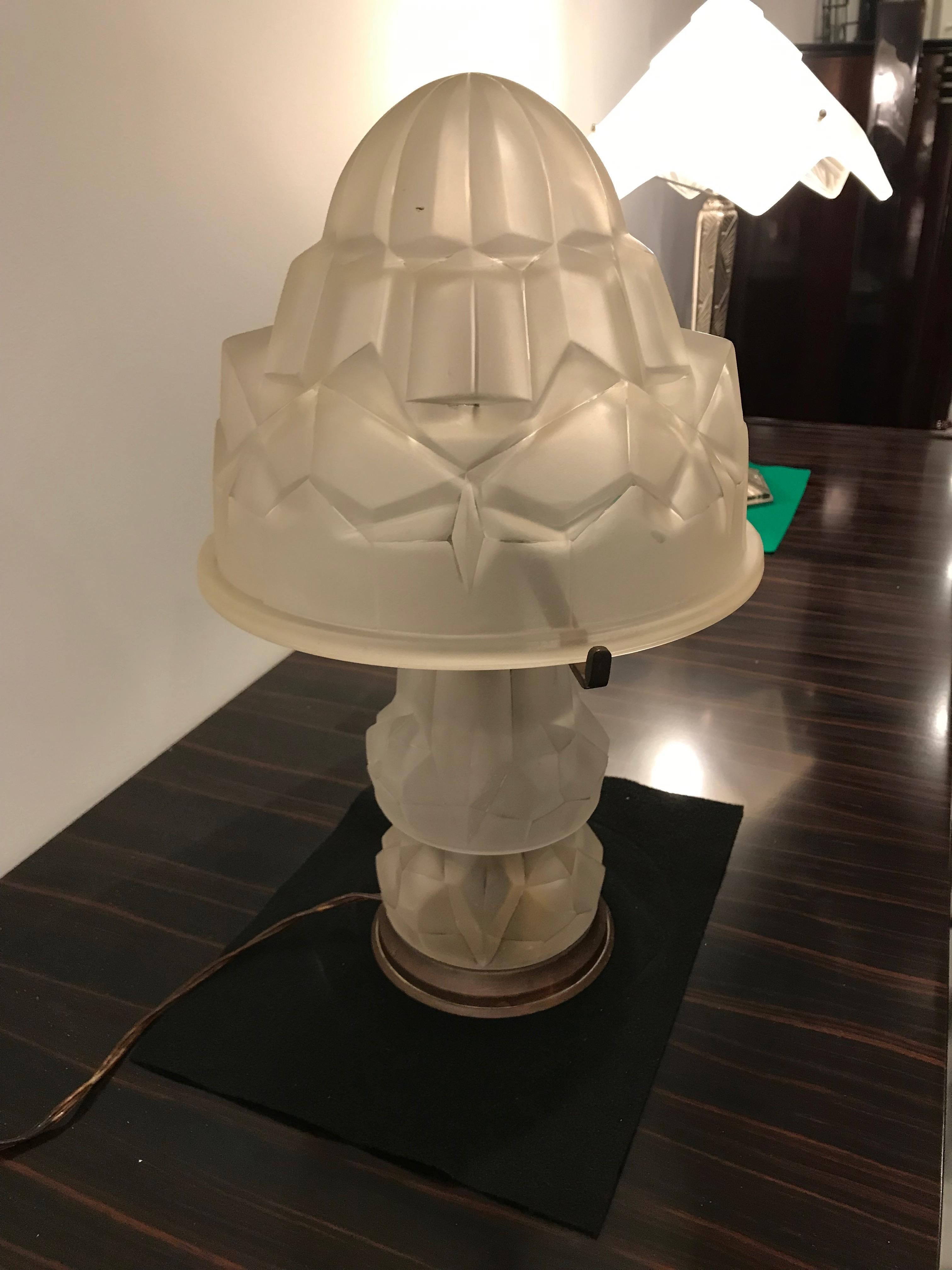 20th Century French Art Deco Table Lamp by Degue For Sale