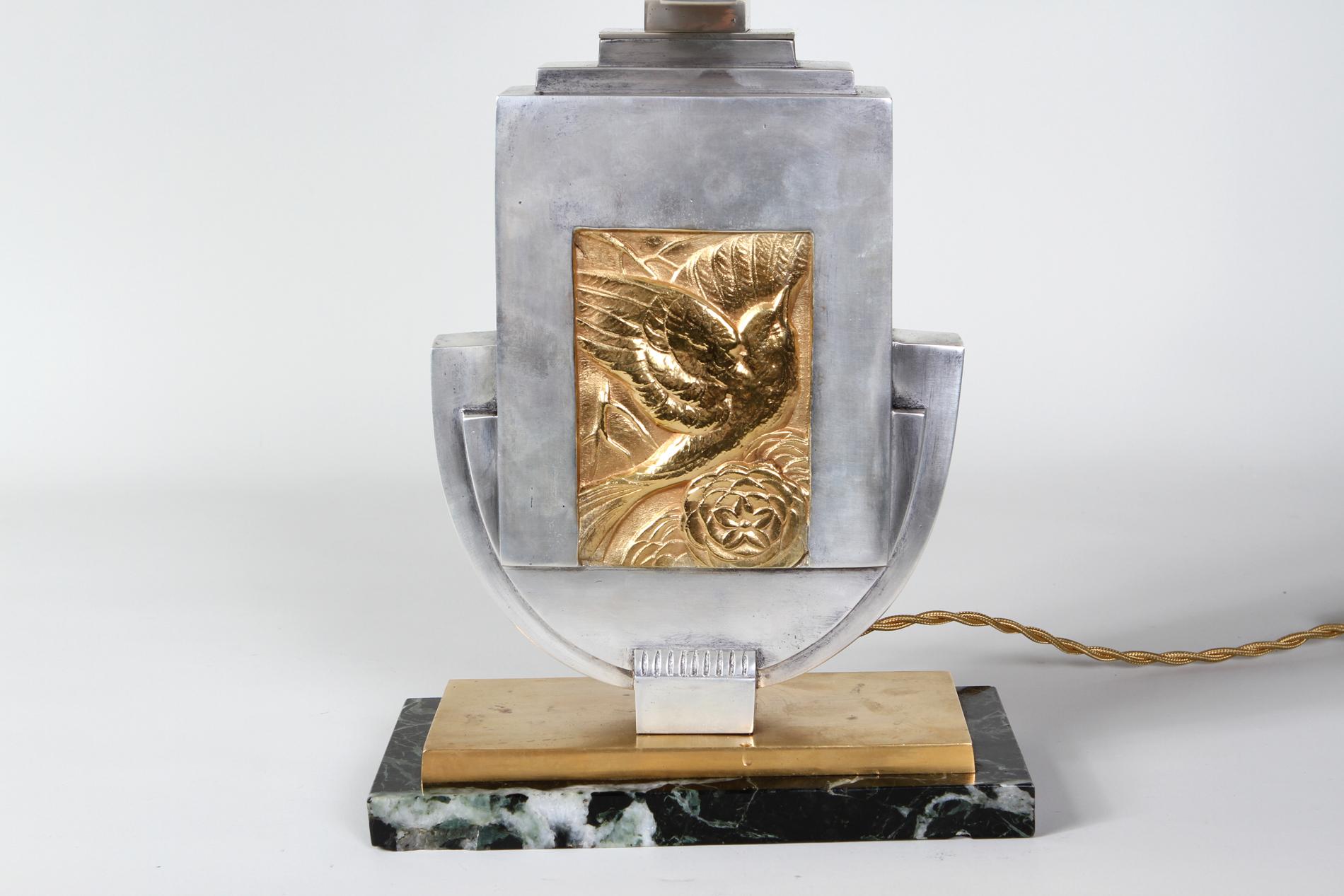 Bronze Lampe de table Art déco de Degué  en vente