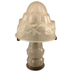 Antique French Art Deco Table Lamp by Degue