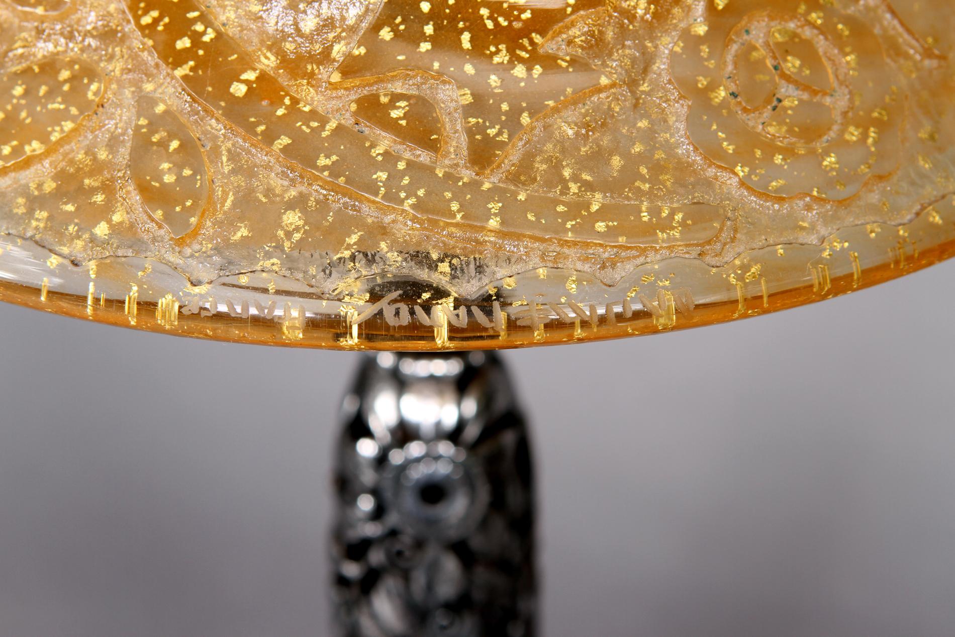 Französische Art-Déco-Tischlampe von Edgar Brandt und Daum Glass im Zustand „Hervorragend“ im Angebot in SAINT-OUEN-SUR-SEINE, FR