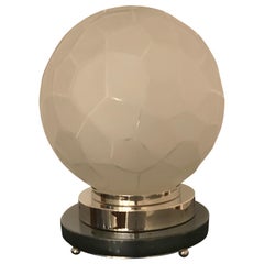 Lampe de table Art déco française par Genet et Michon avec motif géométrique