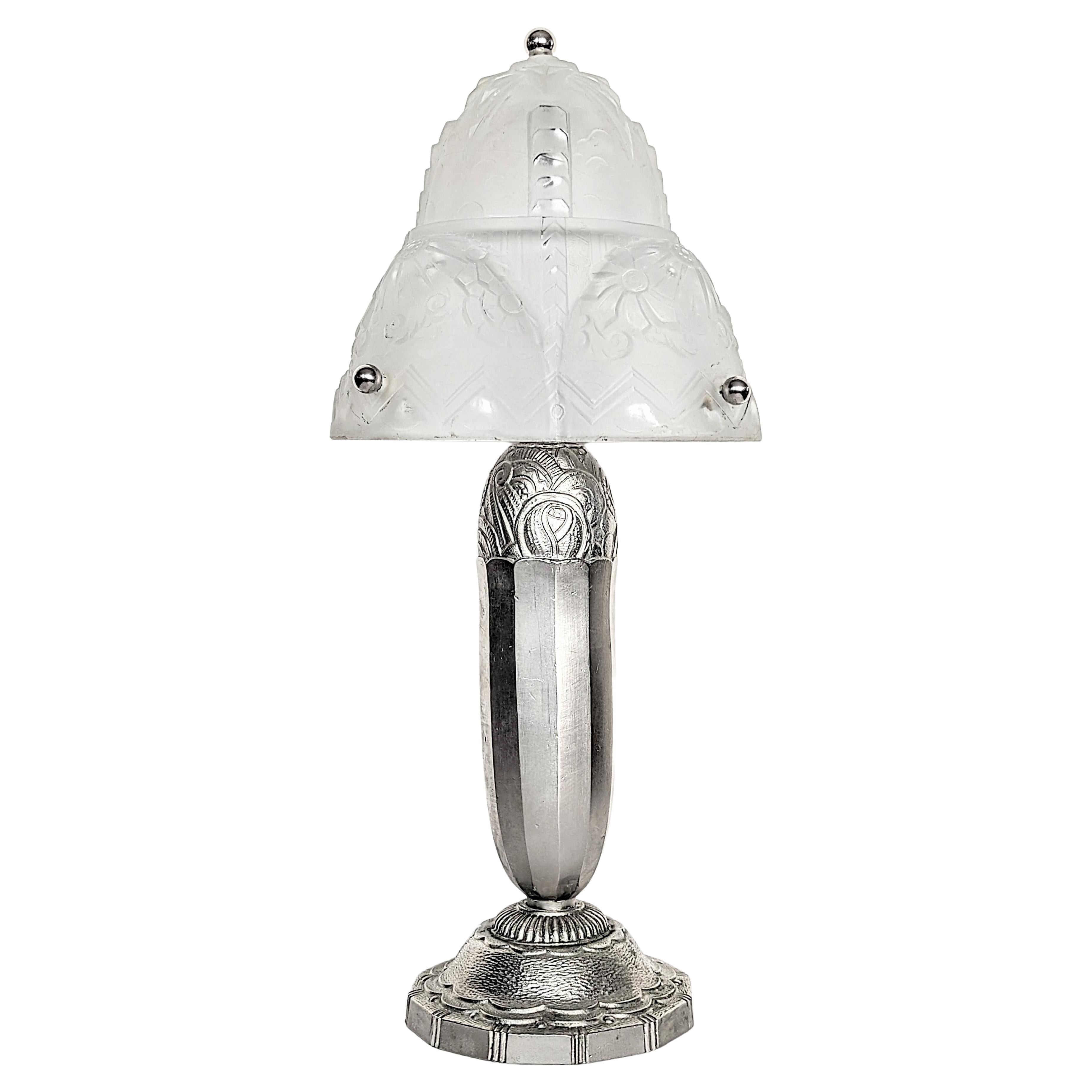 Französische Art Deco Tischlampe signiert von Muller Frères im Angebot