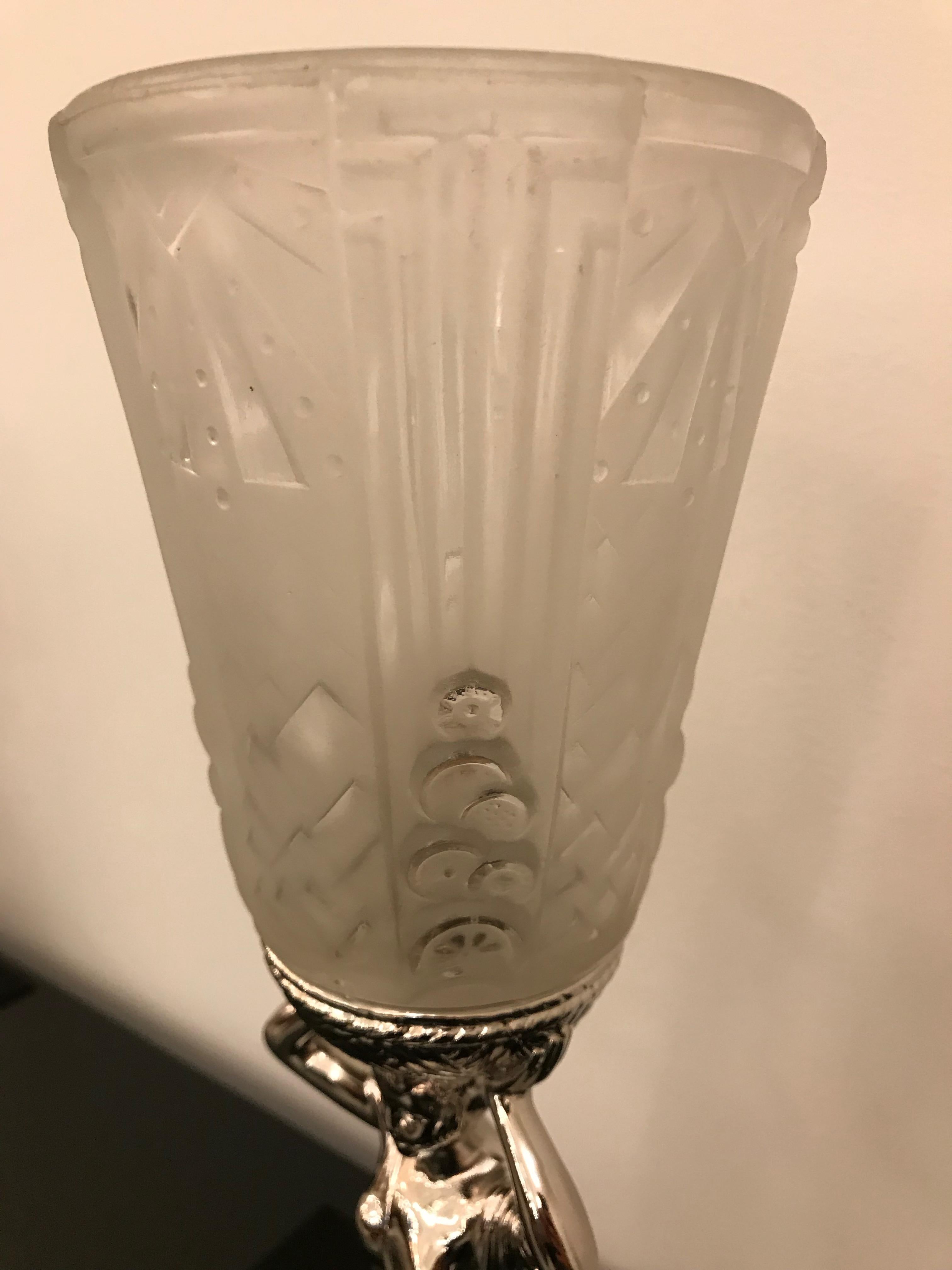 French Art Deco Table Lamp by Muller Frères Luneville For Sale 6